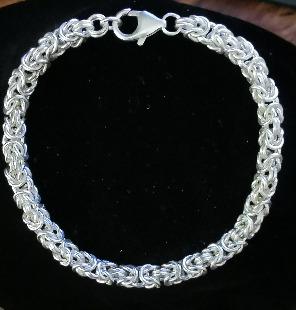 Byzantine Chainmaille Sterling Silver Bracelet | Handcrafted in Ireland – 7 Inch