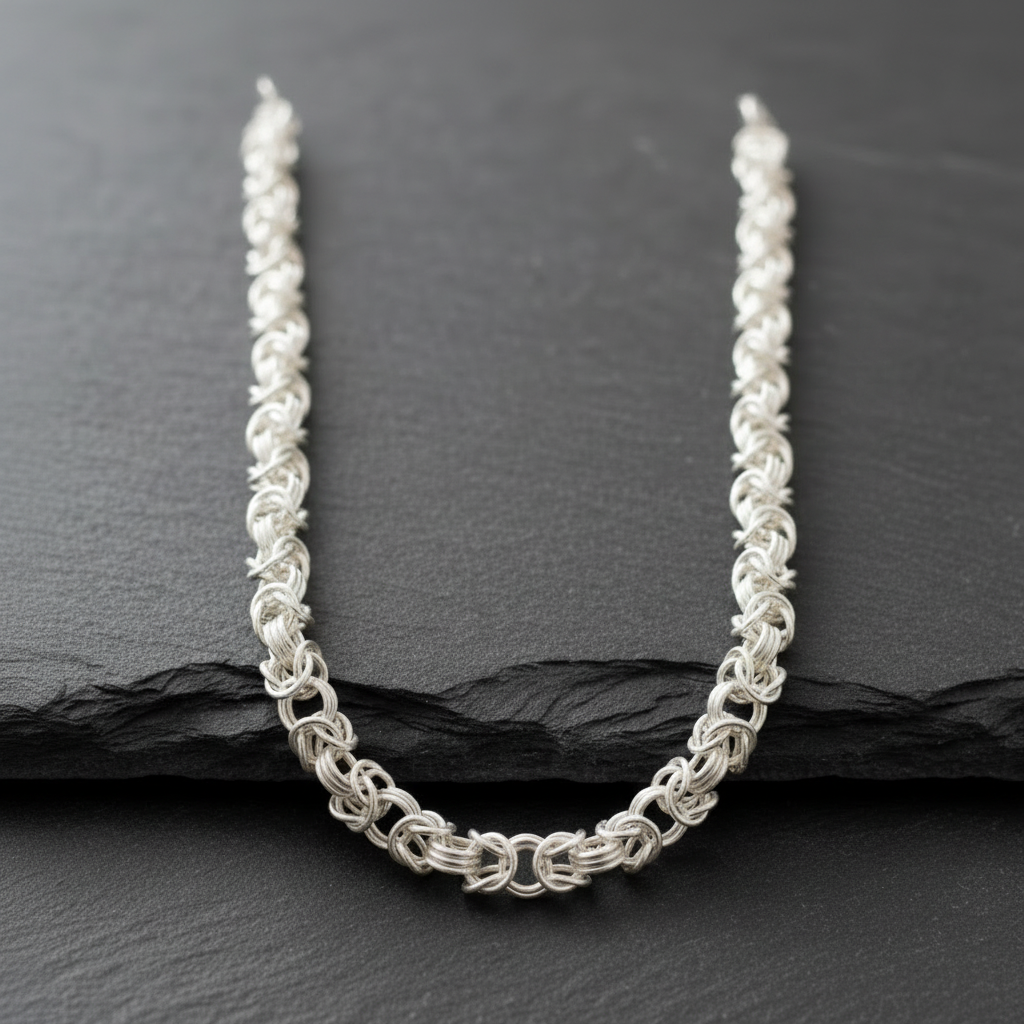 Byzantine Chainmaille Necklace on Slate